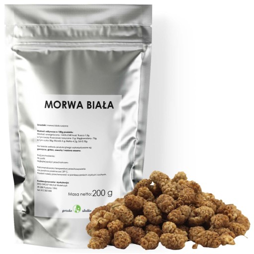 MORUŠA BIELA, bez semien, sušená, prírodná, 200g