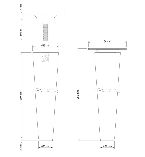 Čierna noha 25 cm, drevená buková šiška + plachta