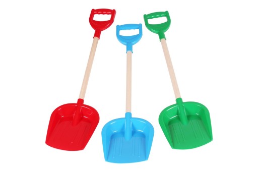 VEĽKÁ PLASTOVÁ lopata s drevom 65 CM NA PIESOK