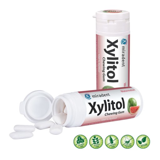 MIRADENT Xylitolové žuvačky s xylitolom VODOVÝ MELÓN 30 ks.
