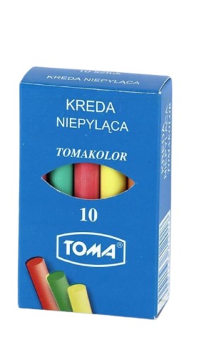 CHALK Okrúhla bezprašná školská krieda, 10 farieb, TOMA