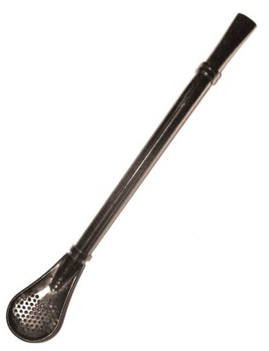 Bombilla pre Yerba Mate Straw Negrita a Poco Filtrar 15,5 cm