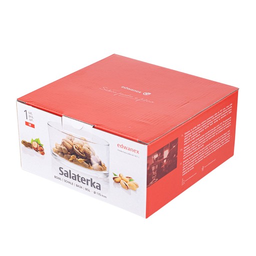 Vysoká sklenená šalátová misa na ovocný šalát, misa Edwanex, 17 cm, 1150 ml
