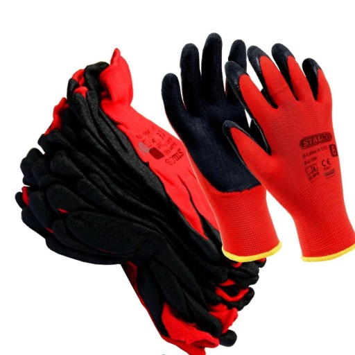 Pracovné rukavice STALCO BOZP do záhrady a garáže, polyester 9, červené