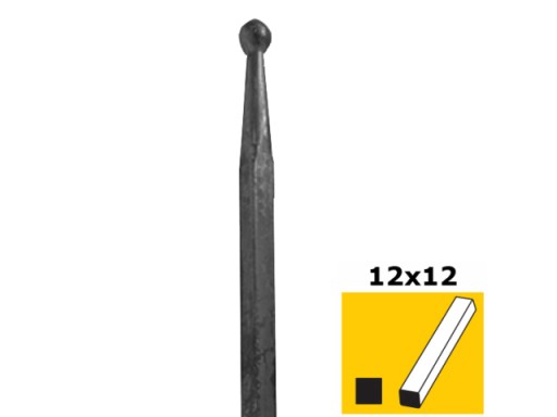 BALUSTER S HLAVOU KOVANOU OCELOU H150 B15 N12x12MM