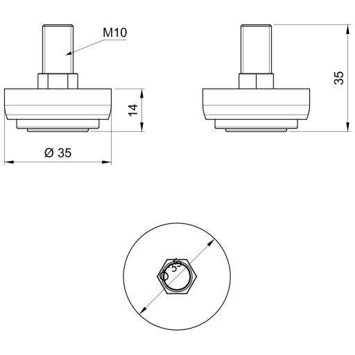 Kovová pätka s uzáverom na 25mm rúrku - chróm