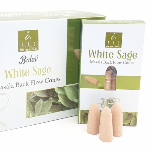 Kónické vonné tyčinky BIELA šALVI Balaji Masala (spätné vonné tyčinky