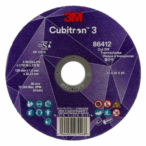 3M Cubitron 3 rezací kotúč, P36+, T41, 125 mm x 1,6 mm x 22,23 mm, 86412