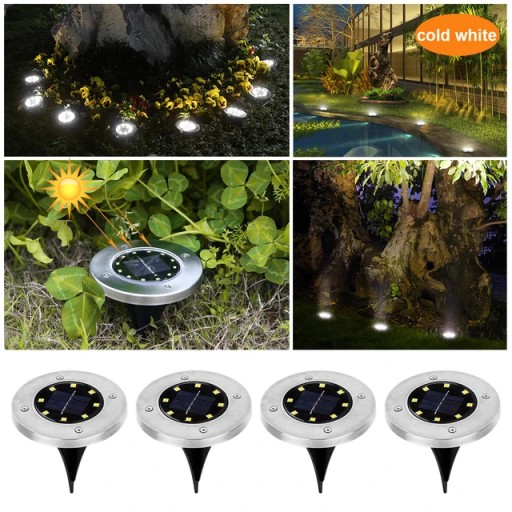 LED zemné solárne záhradné svietidlo IP44 Kotúčové solárne svietidlá