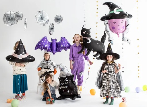 Balón fóliový Mačka NA HALLOWEENSKÉ DEKORÁCIE OZDOBY 96x95 cm ČIERNA ČIERNA