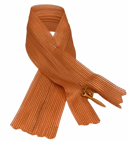 Pevný skrytý zips, svetločervená, 22 cm