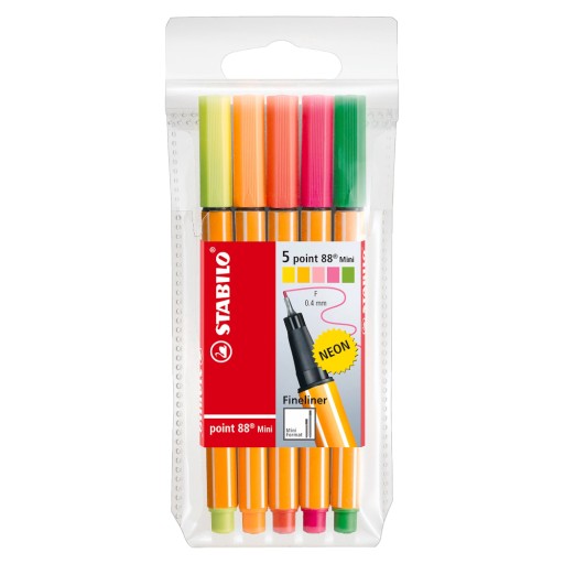 Sada Stabilo jemných vložiek, farebné NEON mini, 5 farieb