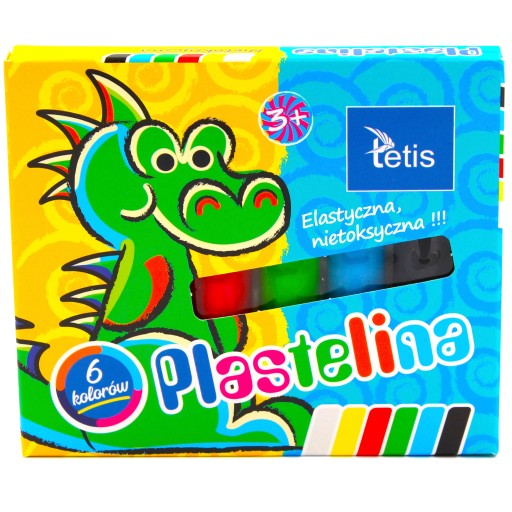 Elastická školská plastelína Tetis, 6 farieb
