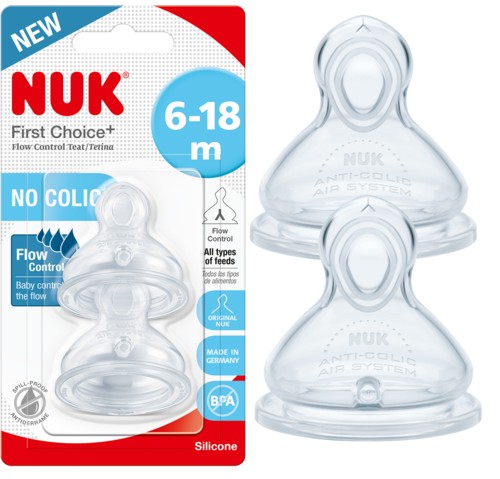 Cumlík na fľašu NUK FC+ Flow Control 2 ks 6m+