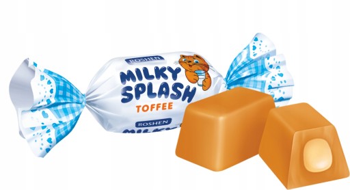 Toffee Roshen Milky Splash cukríky 1000 g pohár mlieka