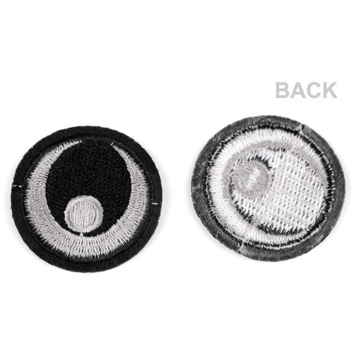 VYŠÍVANÉ OČI NA ŽEHLENIE 38 mm - ŠEDÉ