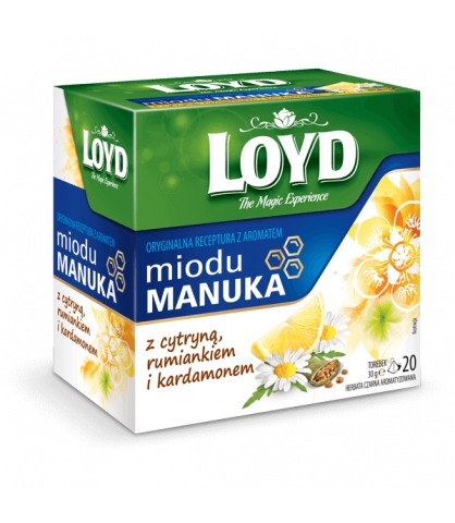 Expres čierny čaj Manuka Med Lemon Harmanček Kardamóm 20T. LOYD