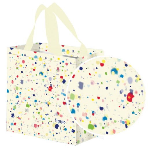 Krémová nákupná taška SPOTS z opätovne použiteľného sieťovaného materiálu 26x15x27cm