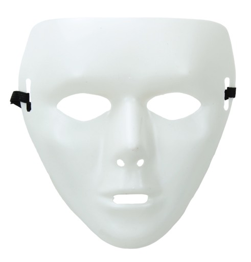 WHITE MIM MASK, plastová, na halloweenske maľovanie