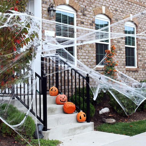 Umelá pavučina s 2 pavúkmi Dekoratívna dekorácia na Halloween biela 60g