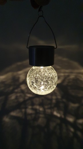 SLNEČNÁ GUĽOVÁ LAMPA, SVIETIACA LAMPA, SOLAR HÁK, ZÁVESNÁ GUĽA, BALKÓN, ZÁHRADKA