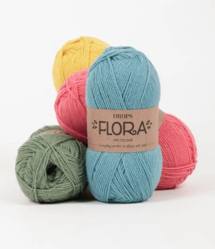 FLORA Drops - vlnená priadza s alpou, Farba: 21 rokov