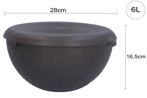 Plastová kuchynská misa s pokrievkou, hnedá, bio, 29 cm, na šalát, hranolky, 6l