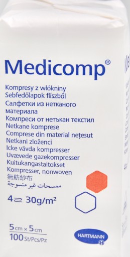 MEDICOMP nesterilný obklad 5cm x 5cm 100 kusov