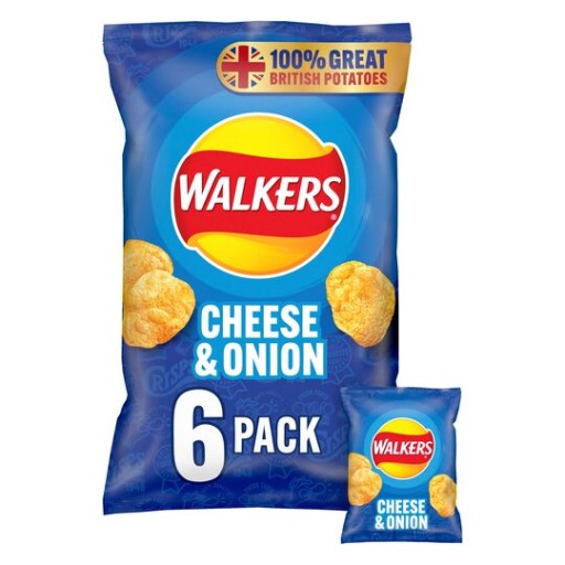 Walkers Cheese Cibuľa - Chips 6x 25g mega balenie chipsov