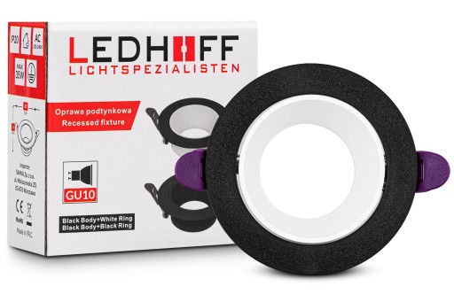 4X zapustené halogénové svetlo okrúhle pohyblivé GU10 čierne biele LED očko