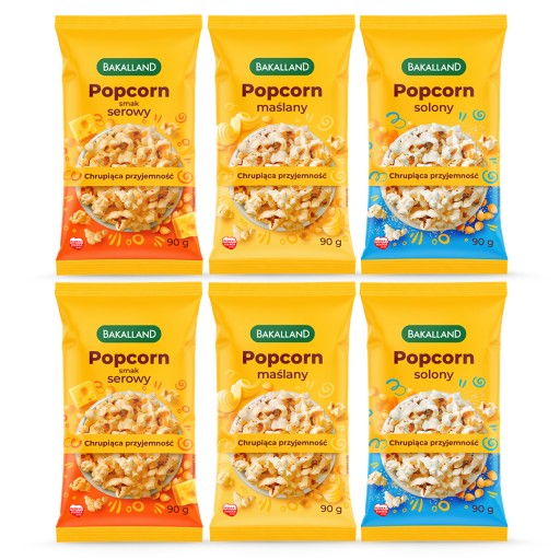 Bakalland pukance do mikrovlnky, mix chutí, slaný, maslový syr, 6x90g