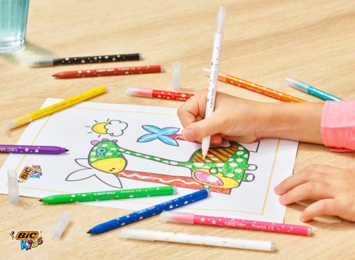 BIC KIDS MAGIC stierateľné fixky 10 RÔZNYCH FARIEB + 2 GUMA