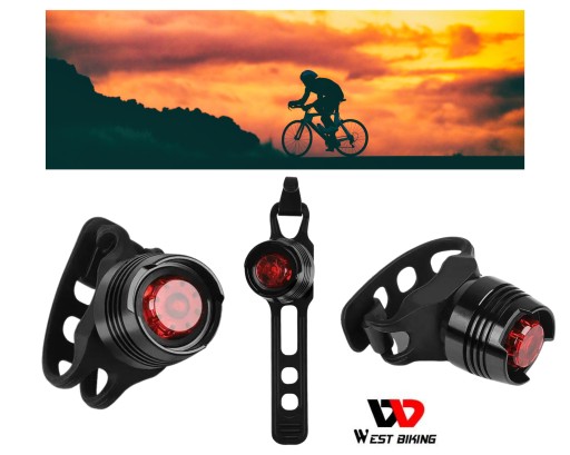 OKRUHÁ LED CYKLISTICKÁ LAMPA WEST BIKING Červené svetlo S BATÉRIOU