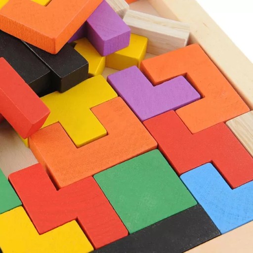 Drevené puzzle Tetris skladačka Montessori hra Tangram puzzle