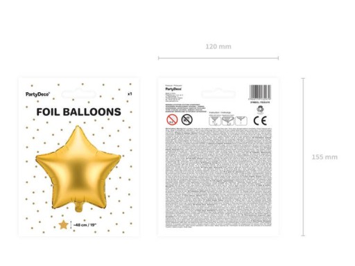 BALÓN HVIEZDNA FÓLIOVÁ, ZLATÝ SATÉN, ZLATÁ, 48 cm