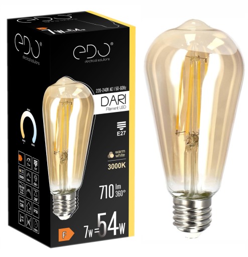 Dekoratívna LED žiarovka E27 ST64 GOLD 7W 3000K teplá 710lm EDO