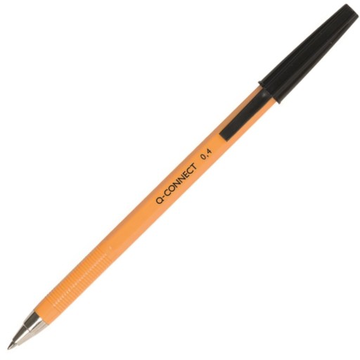 BALLPOINT BLACK tradičný Q-CONNECT 0,4mm klasický s uzáverom 1400m