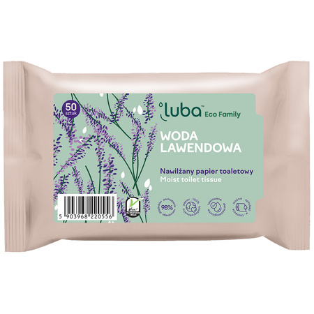 Ľuba navlhčený toaletný papier. levanduľová voda 50 ks.
