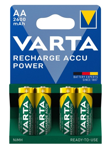 1x nabíjateľná batéria VARTA R6 AA 2600mAh