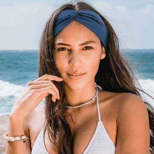 Námornícka modrá čelenka do hlavy a uší, široká elastická turbanová šatka