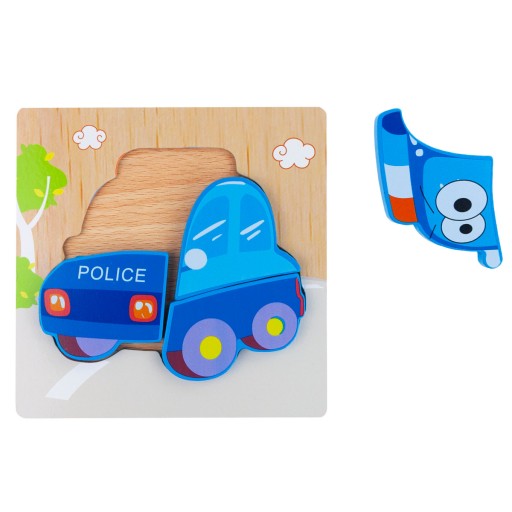 DREVENÉ BLOKY VZDELÁVACIE PUZZZLE POSTAVKY POLICAJTICKÉ AUTO MONTESSORI