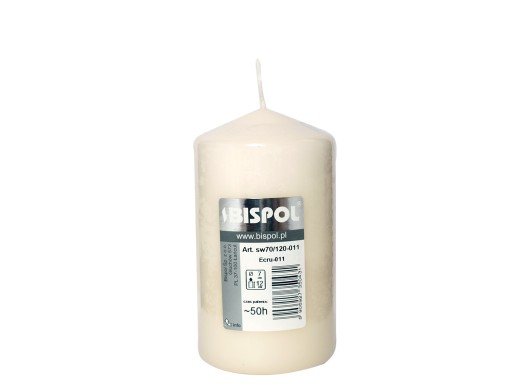 Sviečka valcová BISPOL Aura 50H 12CM SW70/120 ECRU