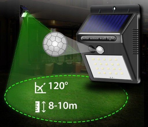 SOLAR WALL LAMP COLD 2W LED nástenné svietidlo s PIR