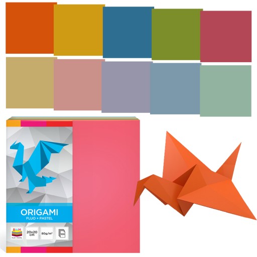 Origami 20x20 fluo a pastel 100 listov