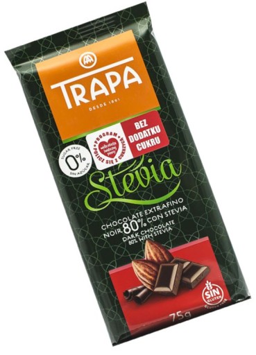 Tmavá čokoláda 80% so stéviou, Trapa bez cukru