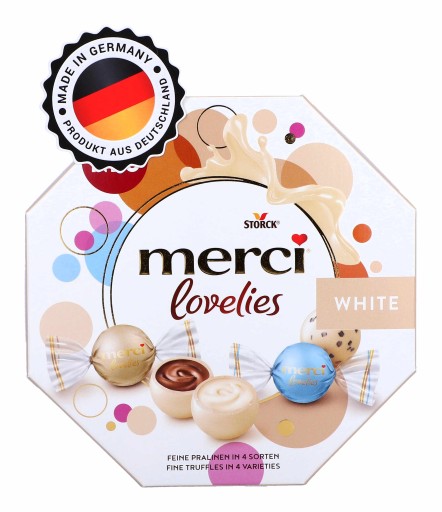 Pralinkové čokolády ku dňu babičky MERCI Lovelies White 185g DARČEK