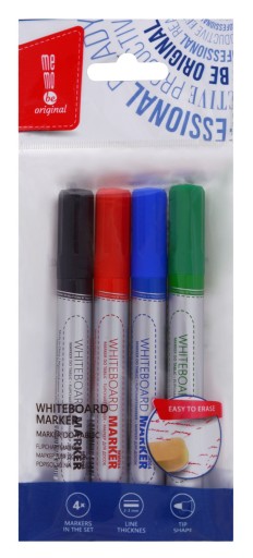 Za sucha stierateľné fixky na MEMOBE dosky s okrúhlym hrotom, 4 farby