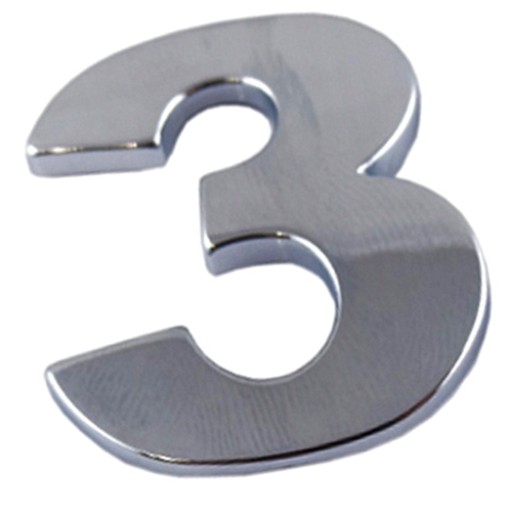 ZNAK ČÍSLO ČÍSLA VEĽKÉ PÍSMENO CHROME 3 TRI J4B29