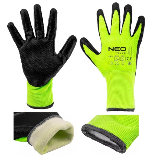 NEO zateplené pracovné rukavice, nylon potiahnutý latexom, 4142X, veľkosť 10