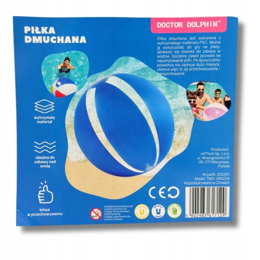 NAFUKOVACIA PLÁŽOVÁ LOPTA DO BAZÉNU PRI MORI DR DOLPHIN BLUE